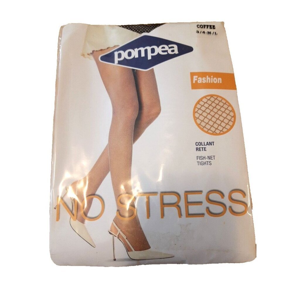 Fish Net Tights Stockings Nylons Medium Large Coffee POMPEA FASHION